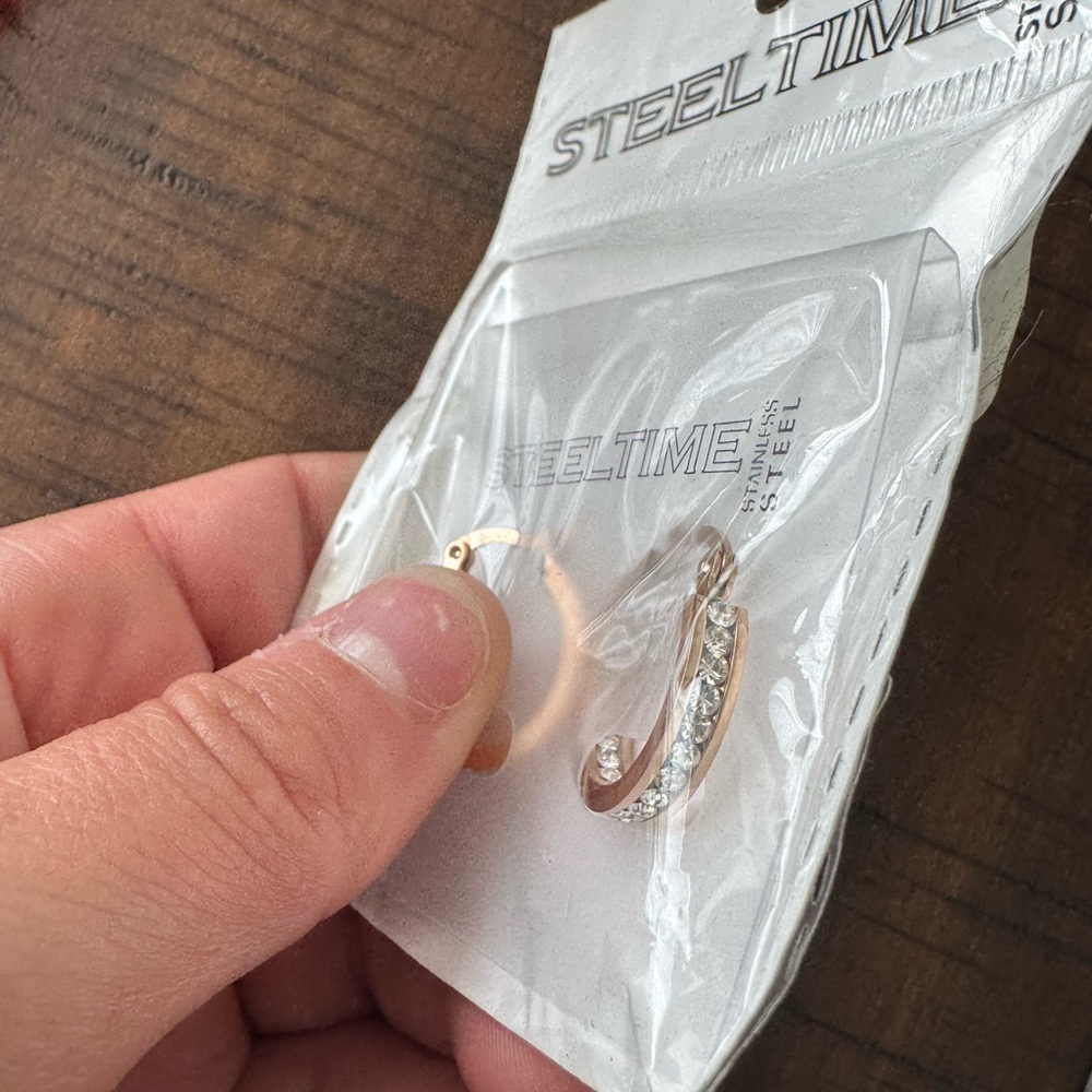 Rose gold diamond hoops